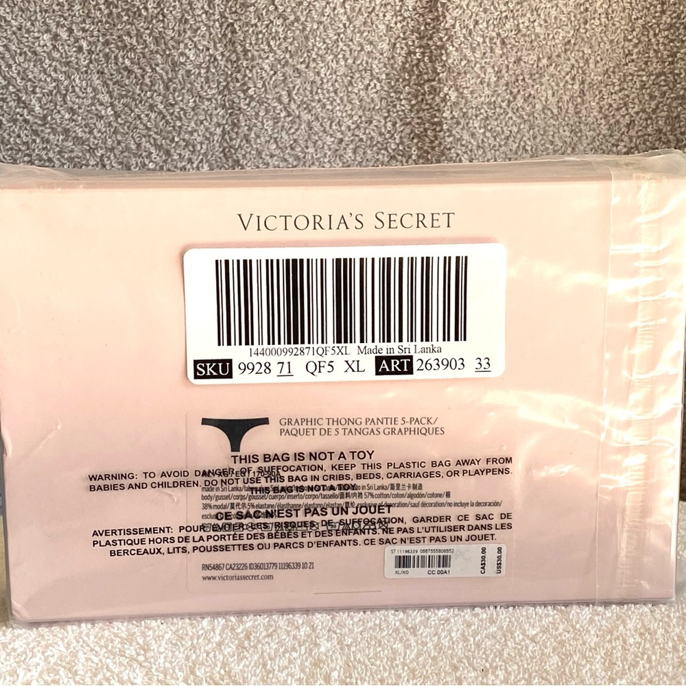 Victoria's Secret 5 pack Graphic Thong Panty Set - Pastel Collection brand new! - Picture 7 of 10